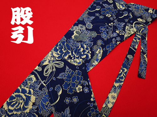 金彩牡丹と桜（藍紺）巾広サイズ（３Ｌ） 股引き
