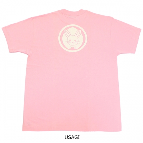 うさぎ（ピンク）麿紋半袖Ｔシャツ（ＸＳ・１５０サイズ）子供用・女性用