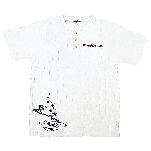 家紋刺繍（白）Ｍサイズ 絡繰魂の和柄半袖Tシャツ 