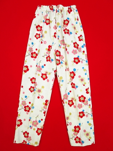 梅の花（白）５号サイズ（１３０）子供和柄ズボン