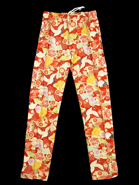花と鶴（赤）小サイズ（Ｓ） 股引き型ズボン