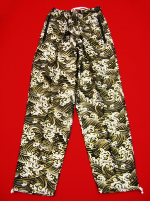 金彩黄金波（黒金）巾広サイズ（３Ｌ） 和柄ズボン