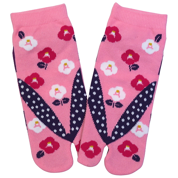 【椿】和柄足袋ソックス・スニーカー丈（女性用：２３〜２５ｃｍ） ※