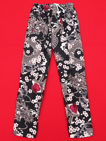 桜と龍（黒）中サイズ（Ｍ） 股引き型ズボン