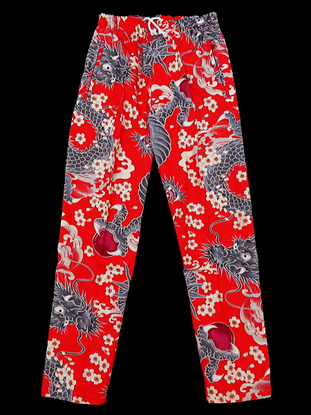 桜と龍（朱赤）巾広サイズ（３Ｌ） 股引き型ズボン