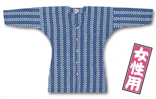 東京江戸一・吉原つなぎ（手拭）巾広サイズ（３Ｌ）女性専用鯉口シャツ単品