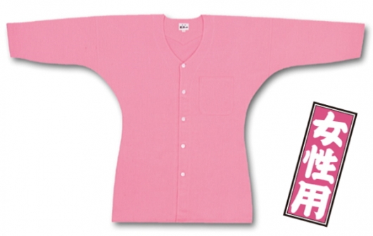 東京江戸一・ピンク（無地染）小サイズ（Ｓ）女性専用鯉口シャツ単品